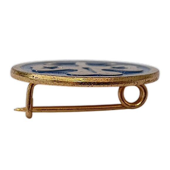 Vintage Girl Scouts Trefoil Pin World Association Blue Enameled Gold Tone R - Picture 5 of 13